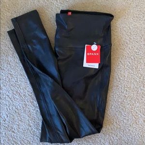 New with tags black faux leather Spanx